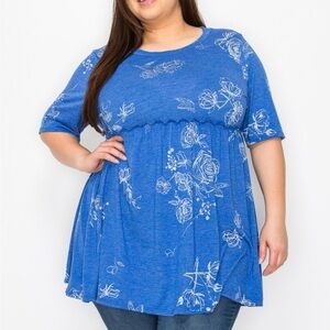 Blue Floral Women's Top